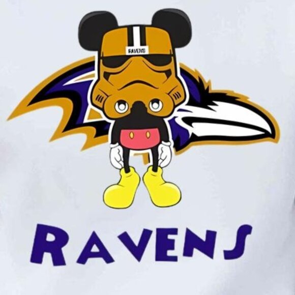 Mickey Mouse Stormtrooper Ravens Sweatshirt Retro NFL Baltimore Football Fan 05 - Picture 2 of 5